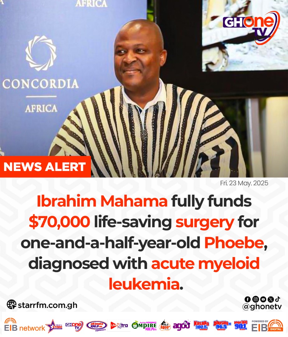 ghonetv's tweet photo. Ibrahim Mahama fully funds $70,000 surgery for Phoebe, diagnosed with acute myeloid leukemia... 

#GHOneNews #EIBNetwork 
#GHOneTV #NewsAlert https://t.co/y8dznPCyJg