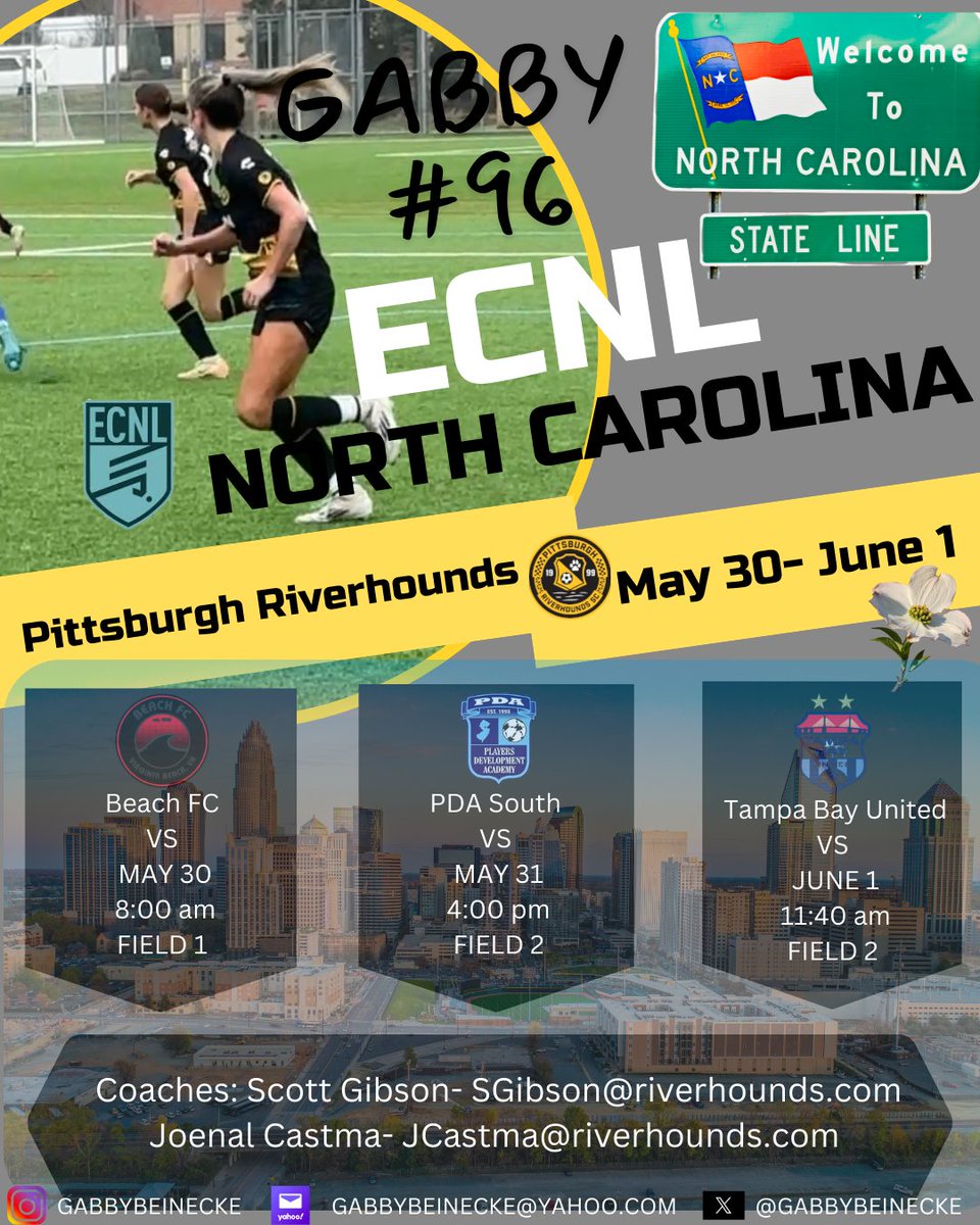 Gabby Beinecke | 2028 | ECNL (@gabbybeinecke) on Twitter photo We are 1οΈβ£ week away from the <a href="/ECNLgirls/">ECNL Girls</a> North Carolina Showcase! College coaches be sure to come check out our <a href="/HoundsAcademy/">The Riverhounds Academy</a> 09 team! Schedule β¬οΈ <a href="/Scot22tie/">Scott Gibson</a> <a href="/CazzJoe/">Joe Cazz</a> <a href="/PrepSoccer/">Prep Soccer β½οΈ</a> <a href="/TheSoccerWire/">SoccerWire</a> <a href="/USYNT/">U.S. Soccer YNT</a> <a href="/TopDrawerSoccer/">TopDrawerSoccer</a> <a href="/ImYouthSoccer/">ECNL/GA/Recruiting/College Soccer</a> <a href="/ImCollegeSoccer/">College Soccer Truth β’</a> We are 1οΈβ£ week away from the <a href="/ECNLgirls/">ECNL Girls</a> North Carolina Showcase! College coaches be sure to come check out our <a href="/HoundsAcademy/">The Riverhounds Academy</a> 09 team! Schedule β¬οΈ <a href="/Scot22tie/">Scott Gibson</a> <a href="/CazzJoe/">Joe Cazz</a> <a href="/PrepSoccer/">Prep Soccer β½οΈ</a> <a href="/TheSoccerWire/">SoccerWire</a> <a href="/USYNT/">U.S. Soccer YNT</a> <a href="/TopDrawerSoccer/">TopDrawerSoccer</a> <a href="/ImYouthSoccer/">ECNL/GA/Recruiting/College Soccer</a> <a href="/ImCollegeSoccer/">College Soccer Truth β’</a>