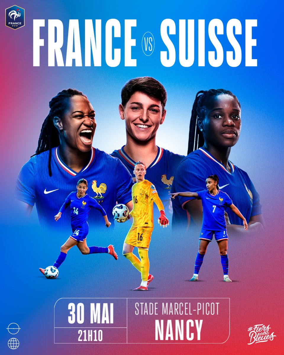 𝗡𝗮𝗻𝗰𝘆, 𝗮̀ 𝘃𝗼𝘂𝘀 𝗱𝗲 𝗷𝗼𝘂𝗲𝗿 ! 👊 

Venez soutenir les Bleues le vendredi 30 mai face à la Suisse ➡️ l-fff.co/3Db6b0Q