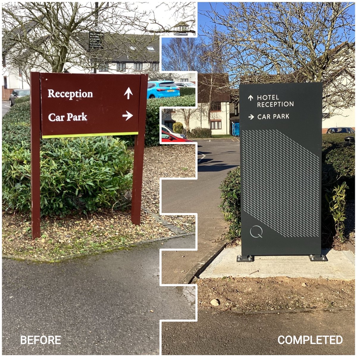 XmoStrata's tweet image. What a remarkable transformation this new signage has brought about! We are thrilled to have collaborated closely with the Q Hotels team to roll out this branding across their estate. 
#hotelsigns #signage #branding