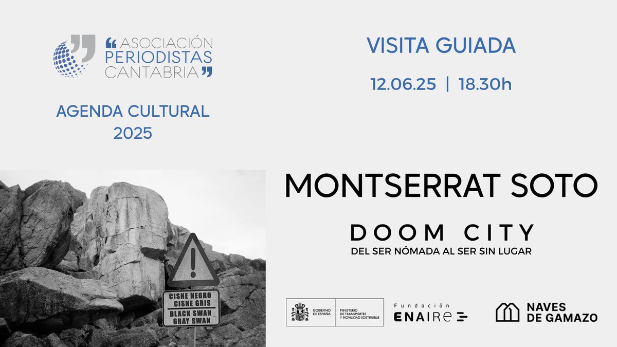 Asociación de Periodistas de Cantabria - APC (@apcantabria) on Twitter photo 🔵 AGENDA CULTURAL APC | Estrenamos colaboración con la <a href="/FundacionENAIRE/">Fundación ENAIRE</a>
▶️ Invitamos a nuestros socios a una visita guiada a la exposición Doom City de Montserrat Soto en las Naves de Gamazo
🗓️ 12/06 a las 18.30h
🧑🤝🧑 Podéis venir con acompañante/s
ℹ️ tinyurl.com/5f6j7pzr 🔵 AGENDA CULTURAL APC | Estrenamos colaboración con la <a href="/FundacionENAIRE/">Fundación ENAIRE</a>
▶️ Invitamos a nuestros socios a una visita guiada a la exposición Doom City de Montserrat Soto en las Naves de Gamazo
🗓️ 12/06 a las 18.30h
🧑🤝🧑 Podéis venir con acompañante/s
ℹ️ tinyurl.com/5f6j7pzr
