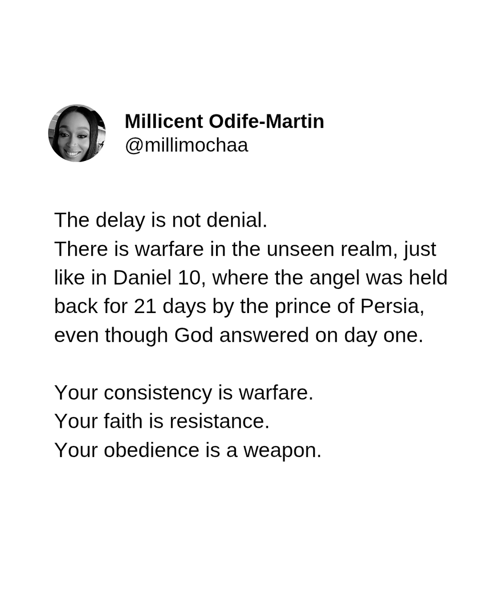 Millimochaa's tweet photo. If you have been called to lead, build, and influence in any industry, understand that the opposition you face isn’t always visible.

But know this

Heaven hears
God responds
And angels fight on your behalf https://t.co/8Egmbogzso