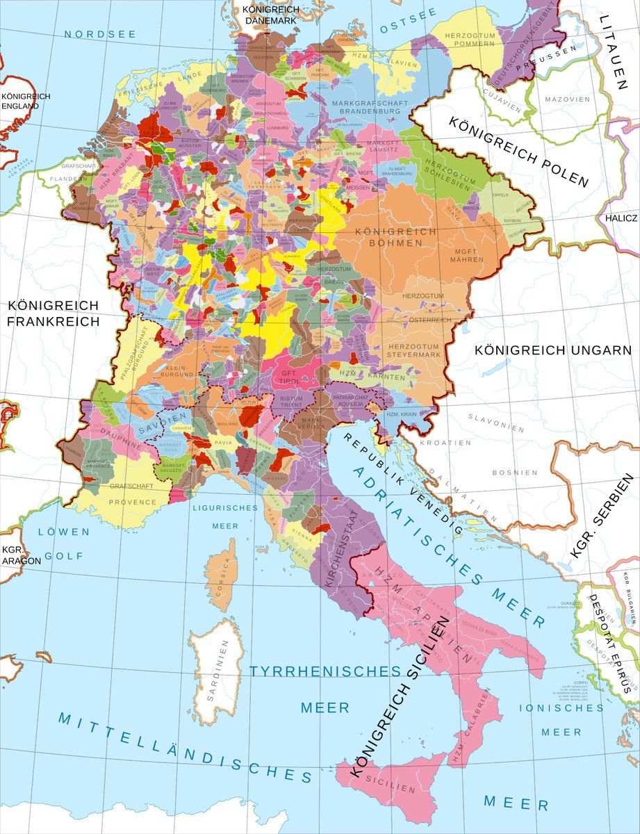 amazingmap's tweet image. The Holy Roman Empire at its maximum extent during the 12th century