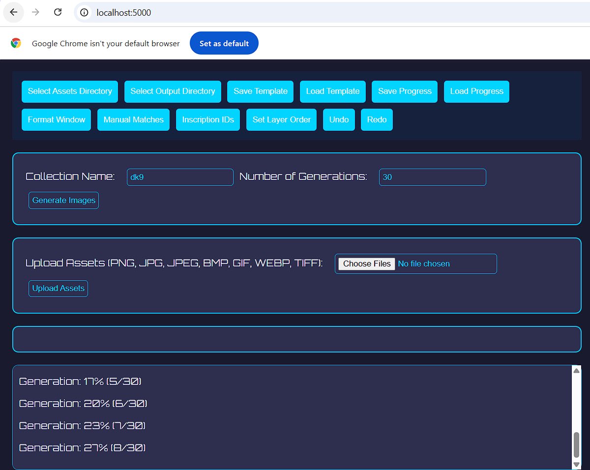 The DK9-DCowz recursive project generator is now being developed for a website! When its done, creators will be able to log in and generate collections from the files on their computer! The generator will generate images for previews and if inscription IDs are entered in then it