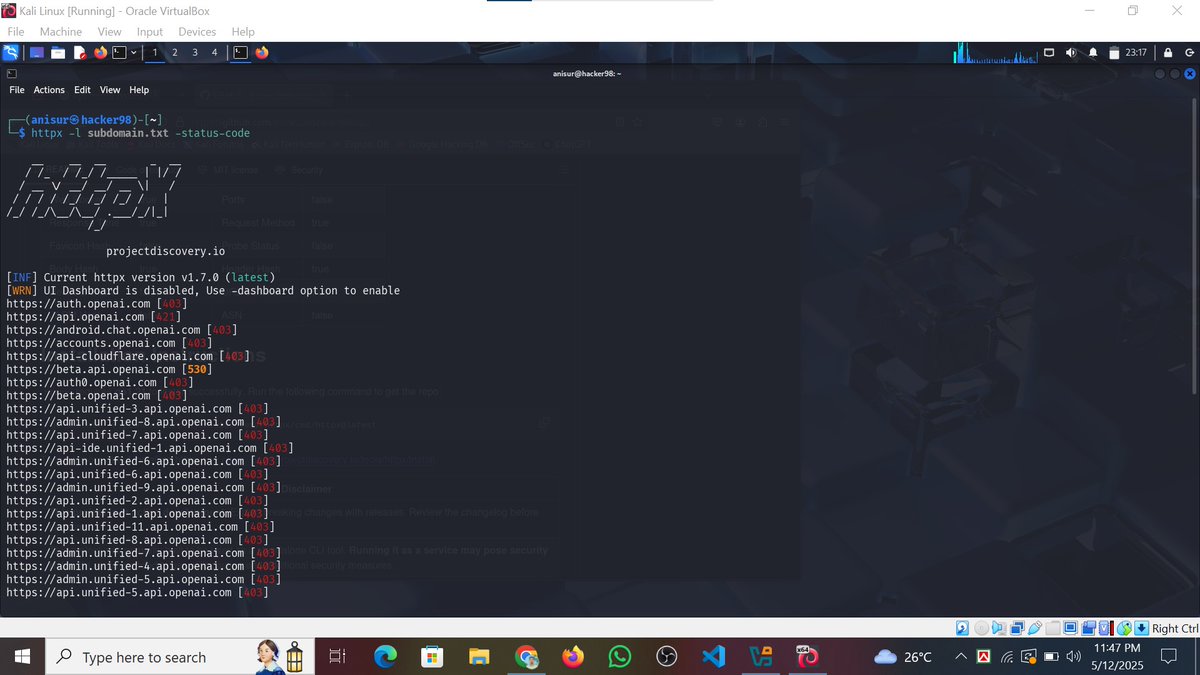 whoami_anisur's tweet image. Task for #Class15

Name - Anisur Rahman
Task 15 is complete.

Topic: Active Recon with httpx
Tool Used: HTTPX

Mentor: @SakibZisan 
Founder of @Bytecapsule

#Bytecapsule #Mission2025 #Task15 #EthicalHacking