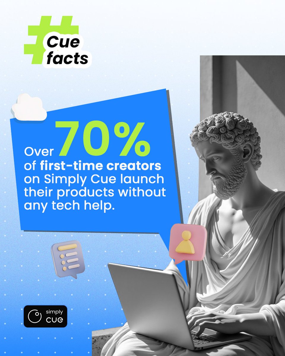 simplycue_com's tweet photo. Zero code, all confidence.🚀 70% of creators launch solo on Simply Cue!

#CreatorTrends #SimplyCue #CueTips #DigitalProducts #ContentThatSells #MadeForCreators #SimplyCueWins https://t.co/hDQAllnFfG