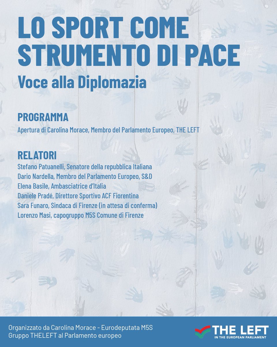 Elena Basile (@elenabasileit) on Twitter photo Ci hanno costretto a considerare lo sport uno strumento di guerra ma esso é invece un mezzo per avvicinare i popoli e le società civili senza apriori ideologici
Ne parliamo domani a Firenze grazie a <a href="/CarolinaMorace/">Carolina Morace</a> che ha organizzato il convegno
Per chi é interessato
#pace Ci hanno costretto a considerare lo sport uno strumento di guerra ma esso é invece un mezzo per avvicinare i popoli e le società civili senza apriori ideologici
Ne parliamo domani a Firenze grazie a <a href="/CarolinaMorace/">Carolina Morace</a> che ha organizzato il convegno
Per chi é interessato
#pace