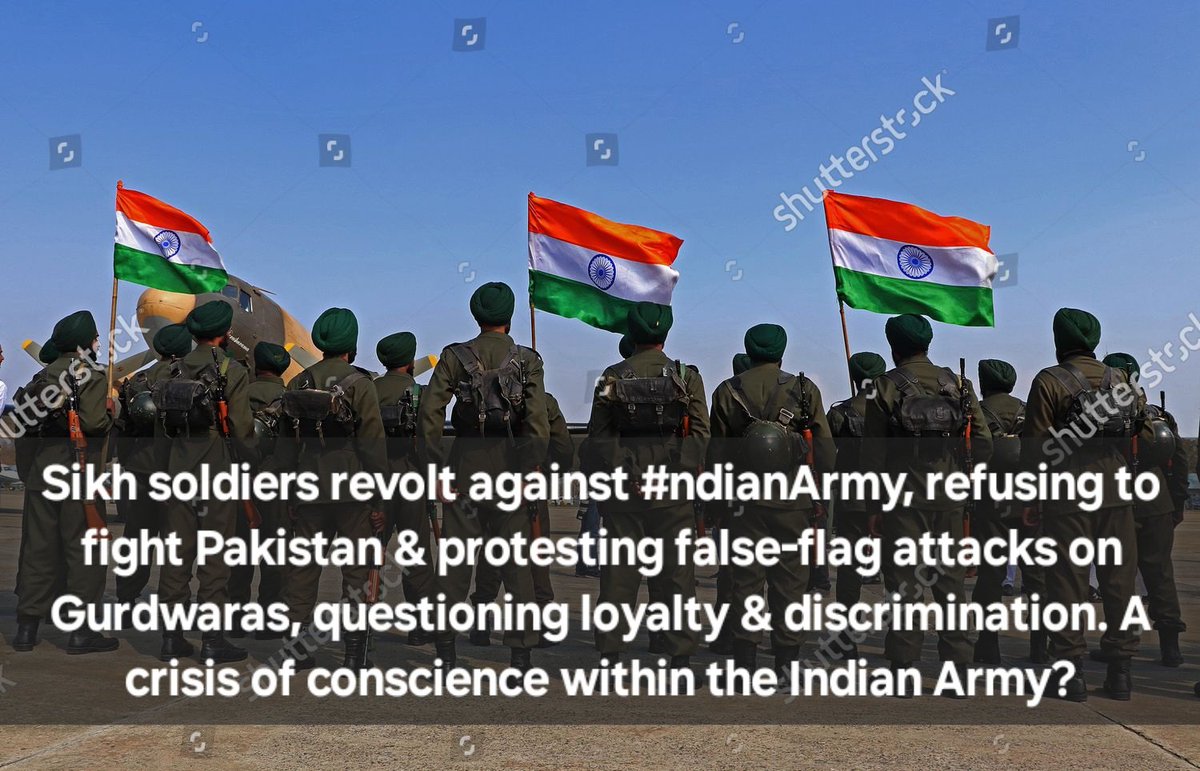 freedom2809D's tweet image. Sikh Soldiers revolt within the #IndianArmy—refusing to fight Pakistan, exposing false-flag attacks on Gurdwaras, and openly questioning the Army’s loyalty, bias, and discrimination.
A full-blown crisis of conscience is erupting inside the Indian military ranks
#PakistanIndianWar