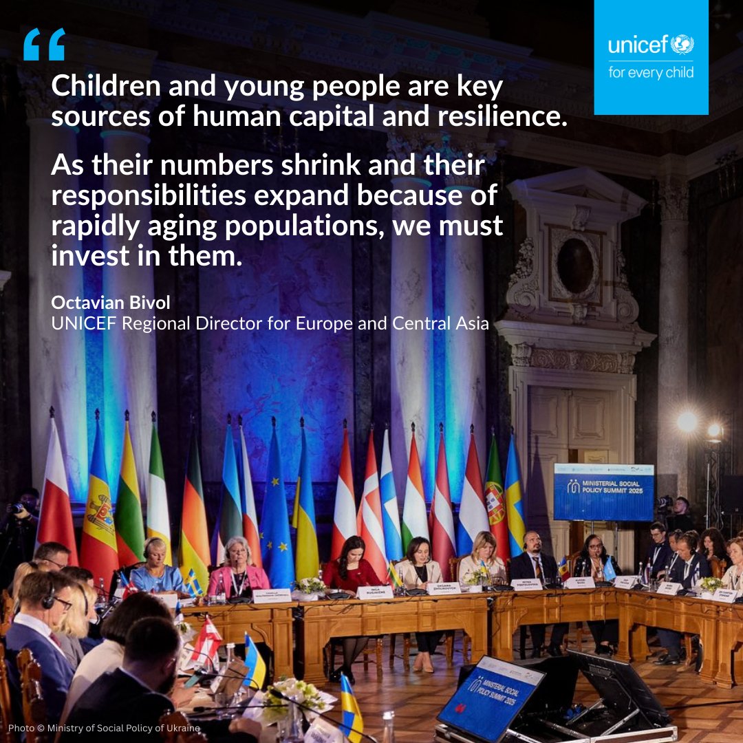 UNICEF Ukraine (@unicef_ua) on Twitter photo In his opening remarks at the Ministerial #SocialPolicy Summit 2025, <a href="/UNICEF_ECA/">UNICEF Europe C.Asia</a> Deputy Regional Director Octavian Bivol called for greater investment in human capital and family-friendly policies to secure a more socially cohesive and sustainable future for all. In his opening remarks at the Ministerial #SocialPolicy Summit 2025, <a href="/UNICEF_ECA/">UNICEF Europe C.Asia</a> Deputy Regional Director Octavian Bivol called for greater investment in human capital and family-friendly policies to secure a more socially cohesive and sustainable future for all.