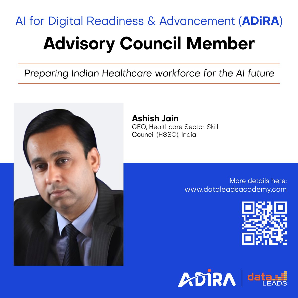 DataLEADS (@data_leads) on Twitter photo Delighted to welcome Ashish Jain to ADiRA’s Expert Advisory Committee! As <a href="/HSSC_India/">Healthcare Sector Skill Council</a> CEO, he brings 20+ yrs of expertise in healthcare skilling & strong ties with govt, academia & media.
Join us!
Apply by May 30: shorturl.at/qYgNc
#AIwithADiRA Delighted to welcome Ashish Jain to ADiRA’s Expert Advisory Committee! As <a href="/HSSC_India/">Healthcare Sector Skill Council</a> CEO, he brings 20+ yrs of expertise in healthcare skilling & strong ties with govt, academia & media.
Join us!
Apply by May 30: shorturl.at/qYgNc
#AIwithADiRA