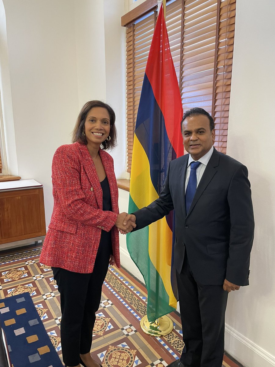 Charlotte Pierre (@ukhccharlotte) on Twitter photo It was an honour to meet Hon.Minister <a href="/DhananjayRamful/">Dhananjay Ramful</a> to say farewell.
I have appreciated our excellent working relationship, and wish him and my colleagues at the 🇲🇺 MFA well for the busy days ahead. It was an honour to meet Hon.Minister <a href="/DhananjayRamful/">Dhananjay Ramful</a> to say farewell.
I have appreciated our excellent working relationship, and wish him and my colleagues at the 🇲🇺 MFA well for the busy days ahead.