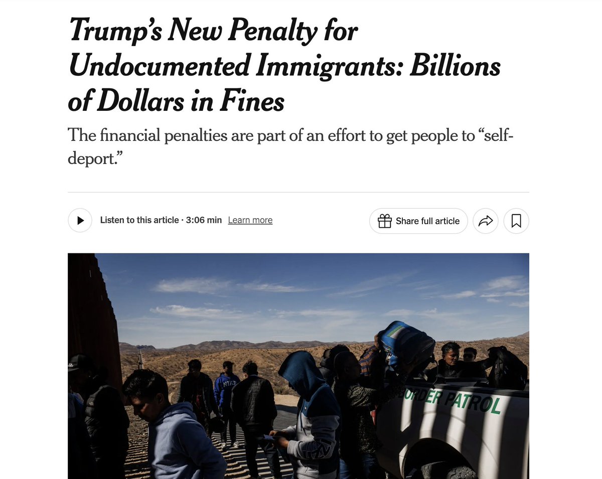 Kathleen Bush-Joseph (@kathleenbushjo2) on Twitter photo "Trump’s New Penalty for Undocumented Immigrants: Billions of Dollars in Fines
The financial penalties are part of an effort to get people to “self-deport.”
I talked to <a href="/Haleaziz/">Hamed Aleaziz</a> about Trump admin's latest move, “yet another aspect of a multifaceted pressure campaign.” "Trump’s New Penalty for Undocumented Immigrants: Billions of Dollars in Fines
The financial penalties are part of an effort to get people to “self-deport.”
I talked to <a href="/Haleaziz/">Hamed Aleaziz</a> about Trump admin's latest move, “yet another aspect of a multifaceted pressure campaign.”