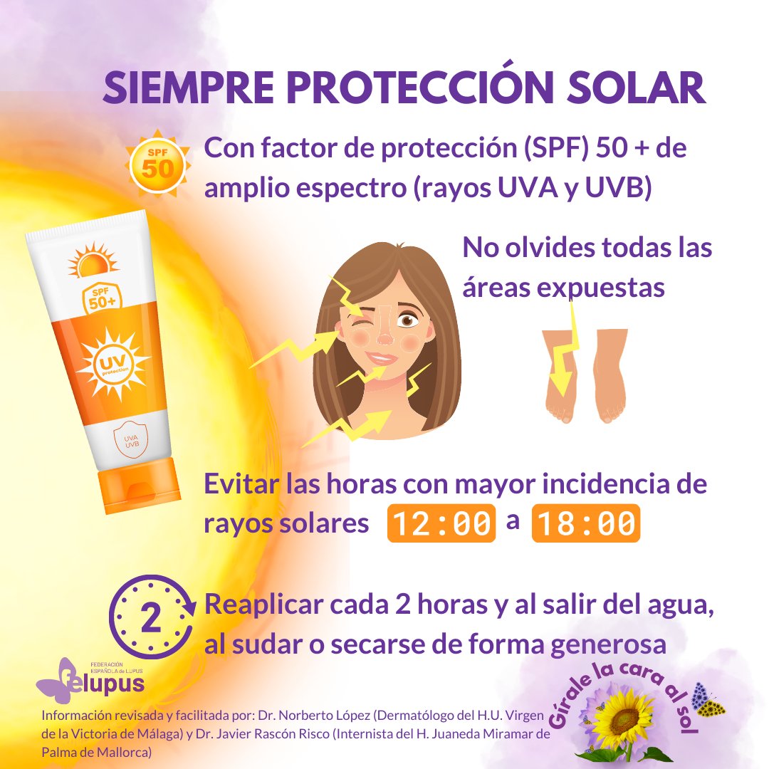 Federación Española Lupus | #CONGRESOLUPUS24 (@felupus) on Twitter photo <a href="/norbertoln12/">Norberto Lopez</a> <a href="/fjrascon/">F. Javier Rascón | #Humanismo Digital en Salud</a> <a href="/juanedahosp/">Juaneda Hospitales</a> El fotoprotector debe reaplicarse de forma generosa cada 2 horas y se aconseja repetir la aplicación después del baño o sudar.
#GíraleLaCaraAlSol #Felupus <a href="/norbertoln12/">Norberto Lopez</a> <a href="/fjrascon/">F. Javier Rascón | #Humanismo Digital en Salud</a> <a href="/juanedahosp/">Juaneda Hospitales</a> El fotoprotector debe reaplicarse de forma generosa cada 2 horas y se aconseja repetir la aplicación después del baño o sudar.
#GíraleLaCaraAlSol #Felupus