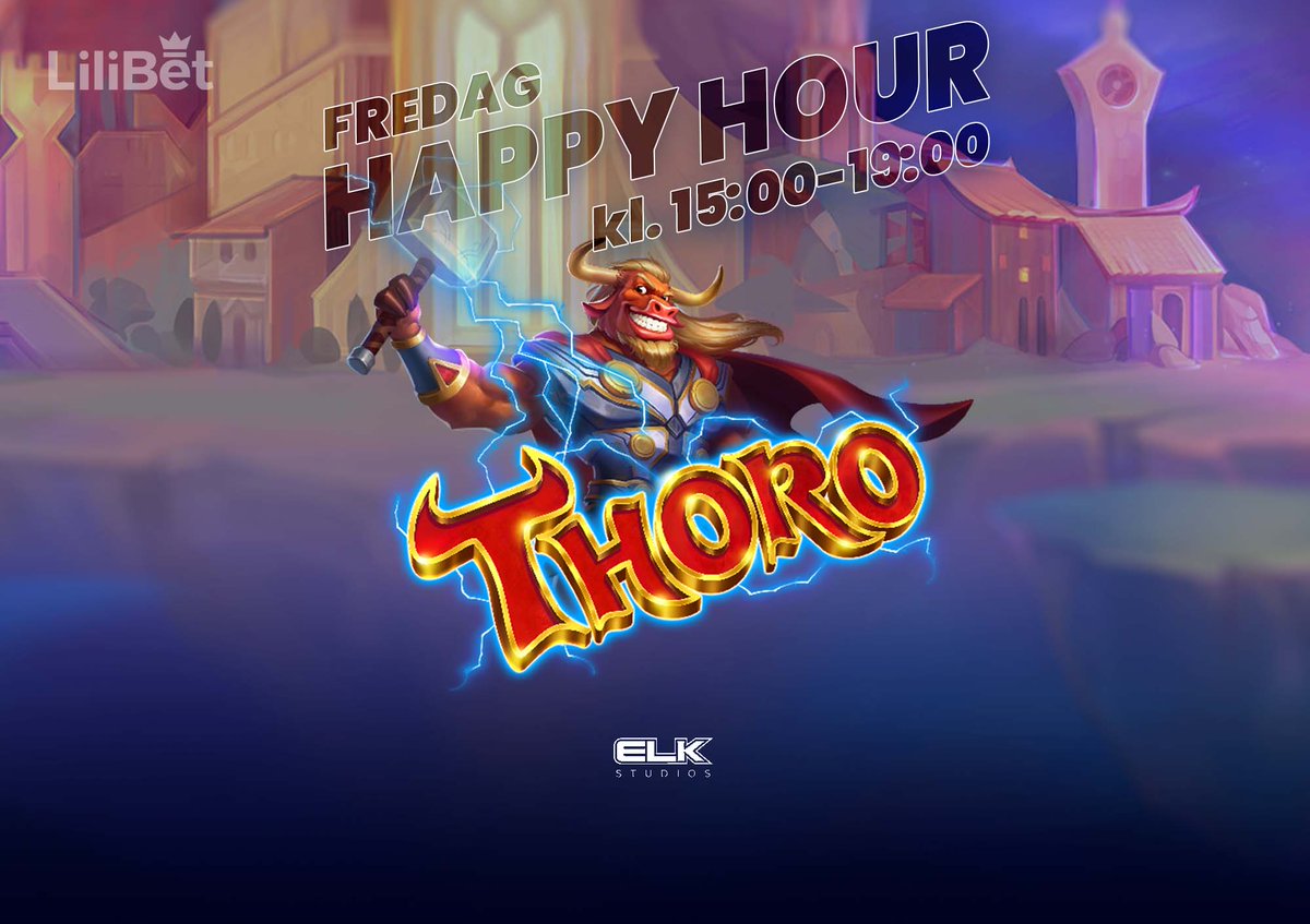 🍹 Happy Hour hos oss – fra 15-19 i dag! 

Sett inn 400 kr og få 100 freespins (2 kr) på Thoro fra ELK Studios 🎯

Er du klar for å spinne deg til gevinst? 💸