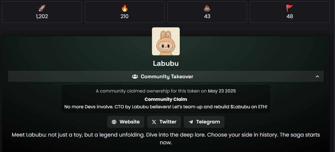 Dex updated! 
Join our CTO!

TG: t.me/labubuoneth