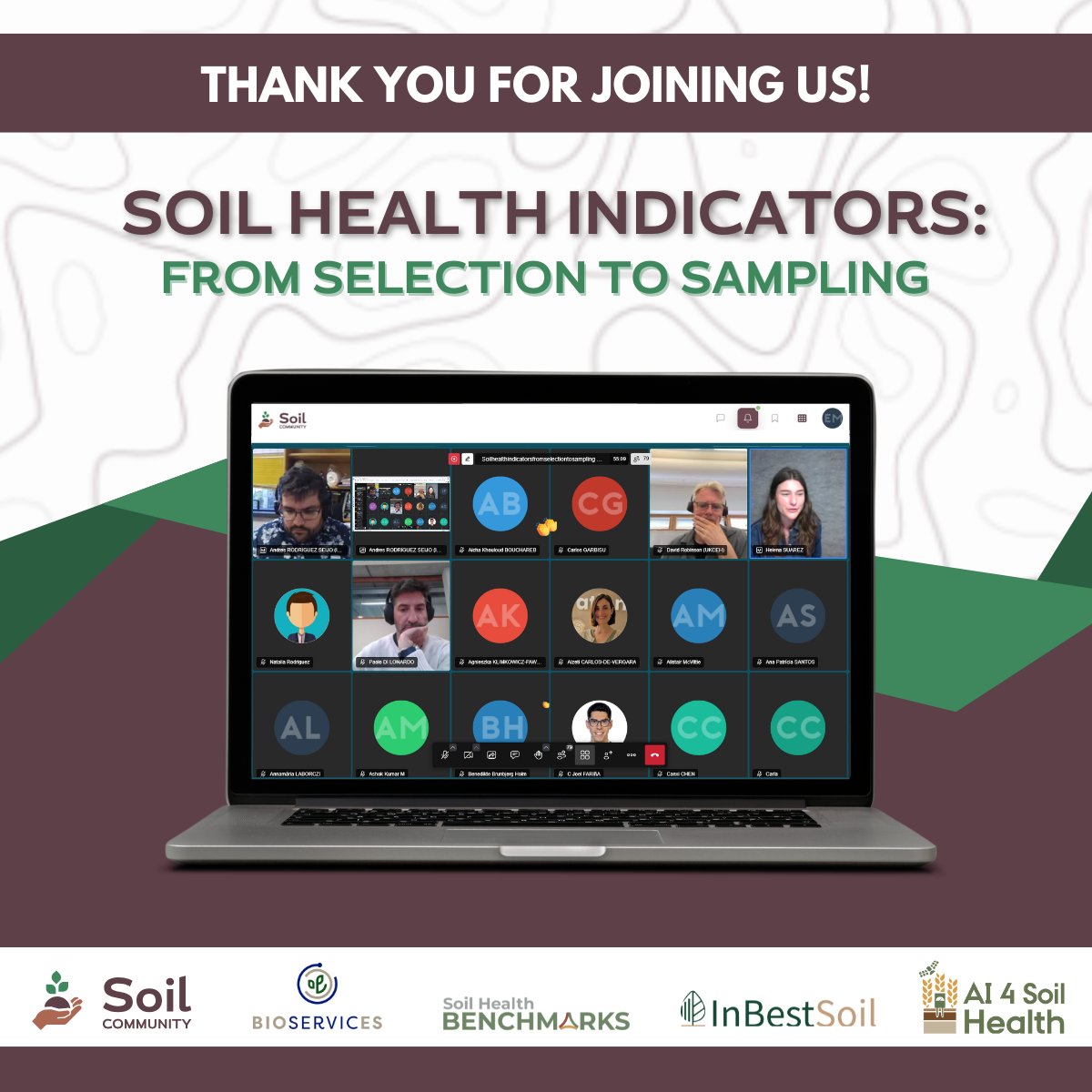 InBestSoil (@inbestsoil1) on Twitter photo 💻Different approaches from different projects on the role of soil health indicators were the main topic of yesterday's webinar organized along with our partners <a href="/bioserviceseu/">BIOservicES</a>, <a href="/benchmarks_eu/">Soil Health Benchmarks</a> and <a href="/AI4SoilHealth/">AI 4 Soil Health</a>.🌱
👏Thank you to all the speakers & participants for joining us!👏 💻Different approaches from different projects on the role of soil health indicators were the main topic of yesterday's webinar organized along with our partners <a href="/bioserviceseu/">BIOservicES</a>, <a href="/benchmarks_eu/">Soil Health Benchmarks</a> and <a href="/AI4SoilHealth/">AI 4 Soil Health</a>.🌱
👏Thank you to all the speakers & participants for joining us!👏