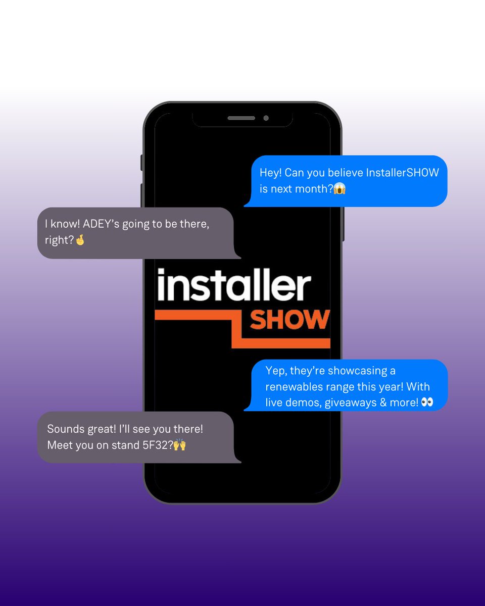 Who's getting excited? 🤩

InstallerSHOW 2025 is next month! Join us for live demos of our renewable range, giveaways and more! 

📌 24th - 26th June 
⏰10am - 5pm 
🌍 NEC Birmingham 

Meet you at stand 5F32? 👀

#InstallerSHOW25 #InstallerSHOW #ADEY