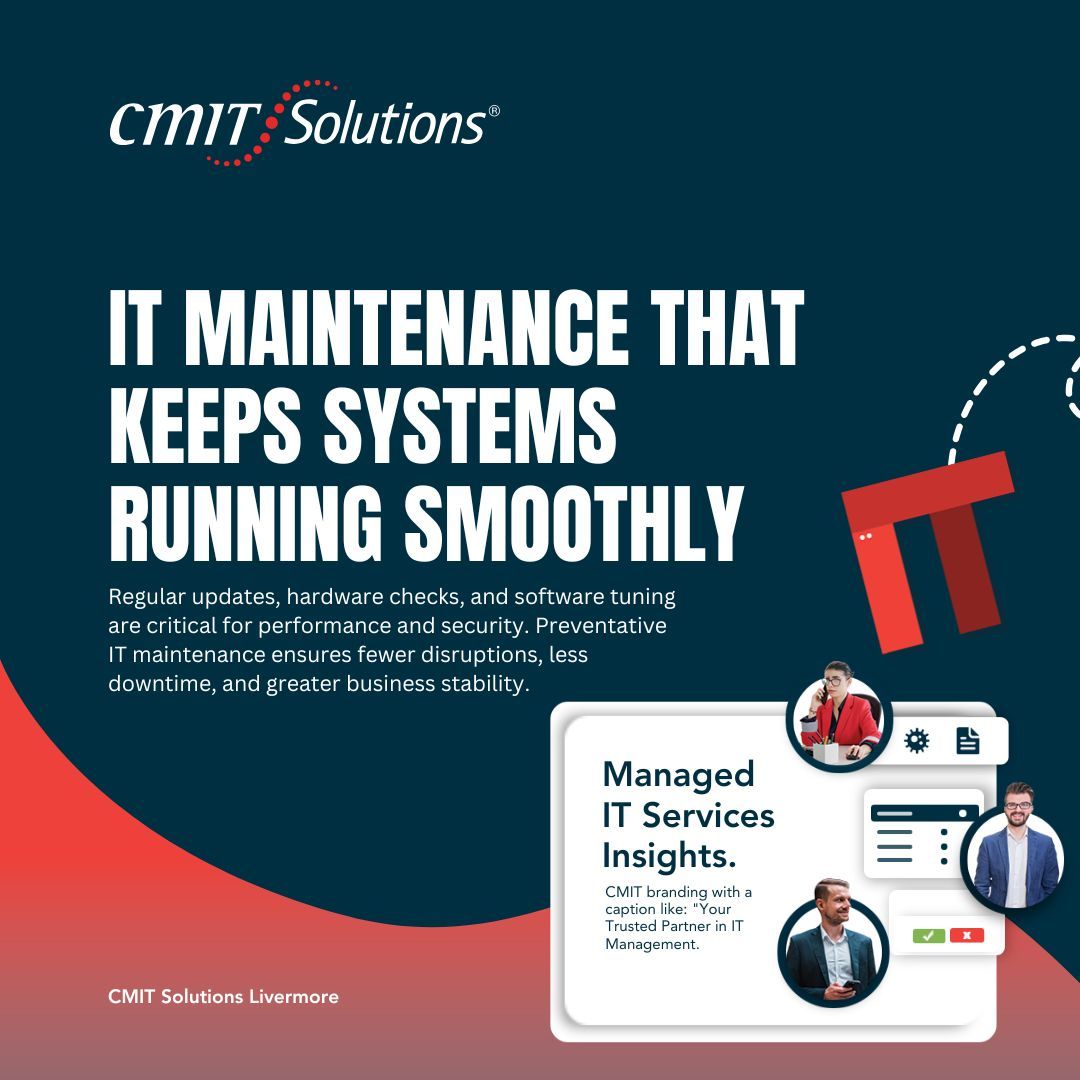 CMITLivermore's tweet photo. Keep your systems in peak condition. CMIT Solutions of Livermore offers comprehensive IT maintenance to support your business infrastructure. https://t.co/fpEuyDYBLG (925) 709-5760. #ITMaintenanceMatters #SystemOptimizationSupport https://t.co/VHD83nKYJe