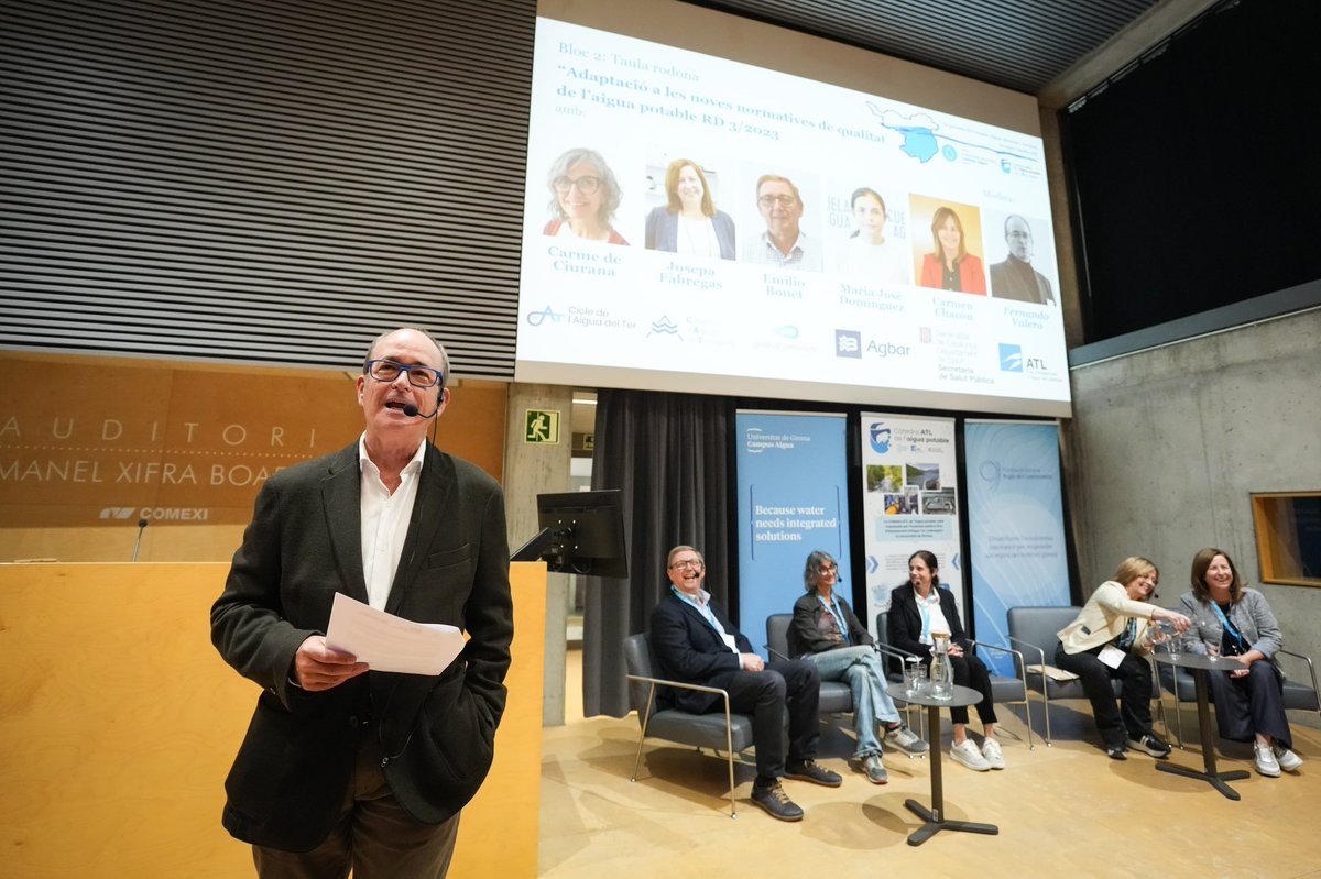 catedraATL's tweet photo. @aigua_cat @univgirona @quim_comas @LEQUIA_UdG @IcraWater @GlobalOmnium Seguim amb la taula rodona sobre les adaptacions normatives de qualitat de l’aigua potable
🔵Carme Chacón, @salutcat 
🔵Josepa Fàbregas, @consorciaigues 
🔵Maria José Domínguez, @Agbar 
🔵Carme de Ciurana, @CATSA_aigues 
🔵Emillio Bonet,@GlobalOmnium 
Modera: Fernando Valero, ATL https://t.co/7OLzhQnuJ9