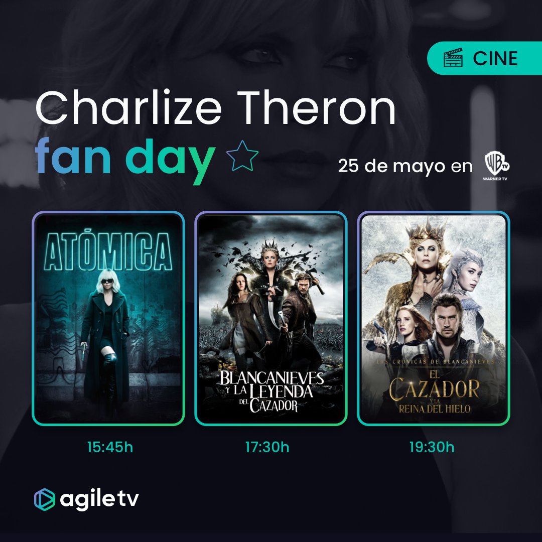 Ganadora del Oscar y protagonista de algunos de los títulos más potentes del cine contemporáneo, la actriz sudafricana #CharlizeTheron se adueña de tu pantalla en un Fan Day lleno de acción, fantasía y carisma.

#FanDayAgileTV #WarnerTV #AtomicBlonde #AgileTV