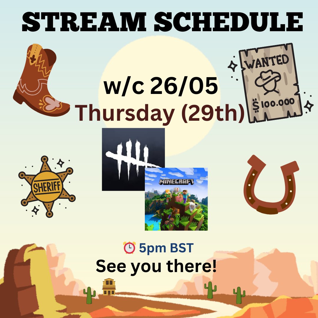 🚨Stream Schedule: w/c 26th May 🚨

Returning to the Fog next week while continuing our project of building The White House on Minecraft 👀

Join the Discord: discord.gg/yv4yWC5Pb4
Follow the socials: solo.to/matthewthecowb…

#twitch #streamschedule #DeadbyDaylight #Minecraft