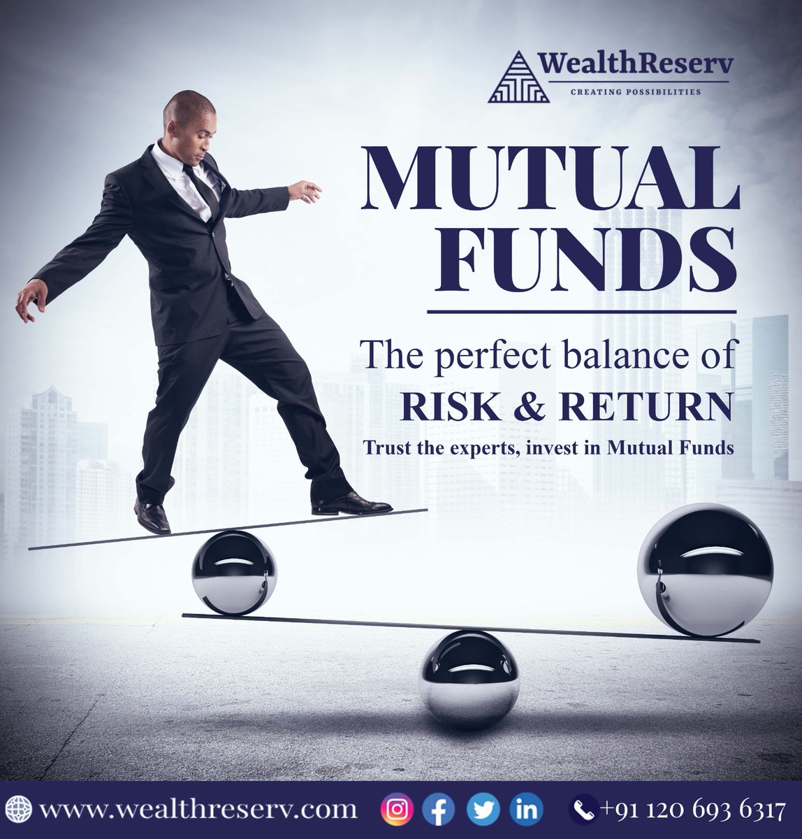 wealthreserv's tweet photo. 📊 Striking the perfect balance between risk and return is an art — and mutual funds make it possible
🎯 Trust the experts at WealthReserv to guide your investment journey.
💼 Invest smart. Invest secure. Invest in Mutual Funds.
.
🌐 https://t.co/oIgkqfJwzN | 📞 +91 120 6936317 https://t.co/IjREkJ4jbx