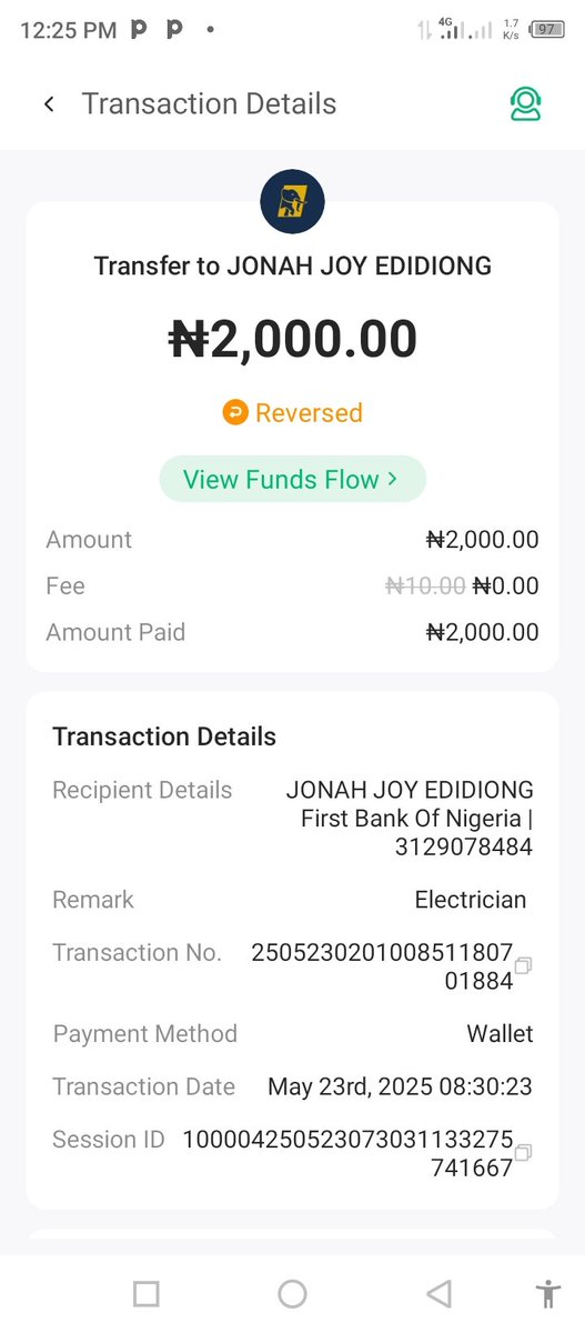 Anthonyikechi02's tweet photo. @OPay_NG good day
I made a transfer and it was reversed but the reversed amount is not reflected in my account. https://t.co/CY8DkJFnrT