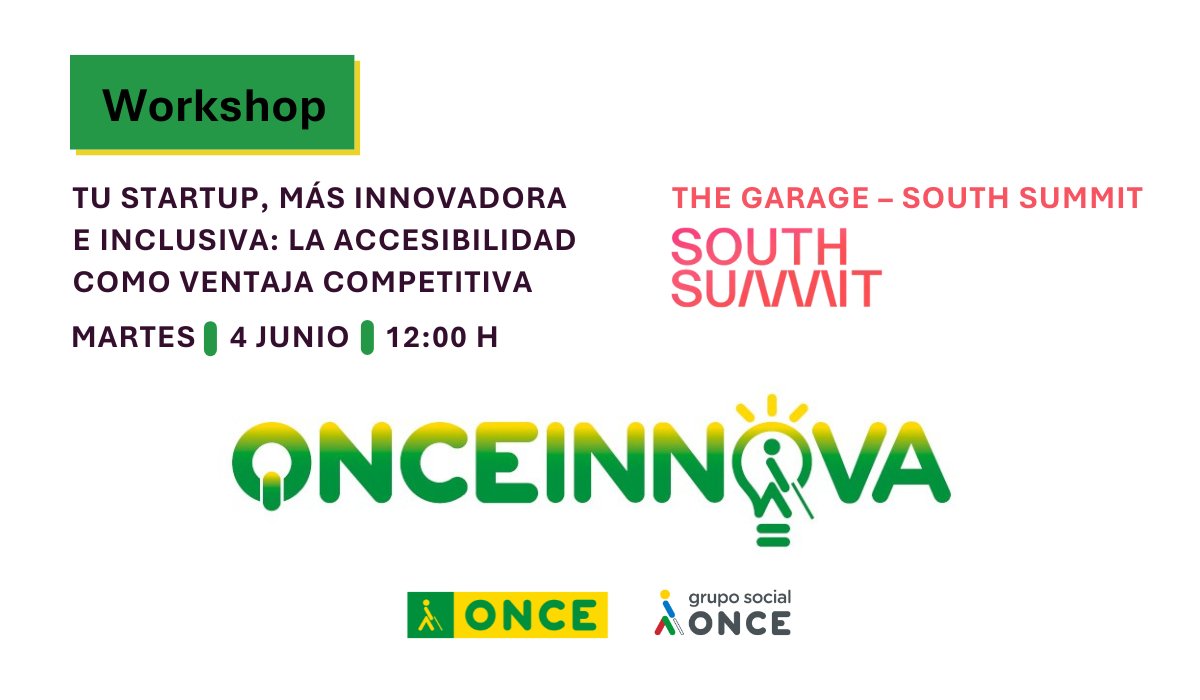 👀 ¿Has calculado cuántas personas no pueden usar tu app hoy en día porque no es accesible?

Te invitamos a un workshop diferente en el marco del <a href="/south_summit/">South Summit</a>: 

 💡 "Tu startup, más innovadora e inclusiva: la #accesibilidad como ventaja competitiva"

Un espacio de aprendizaje
