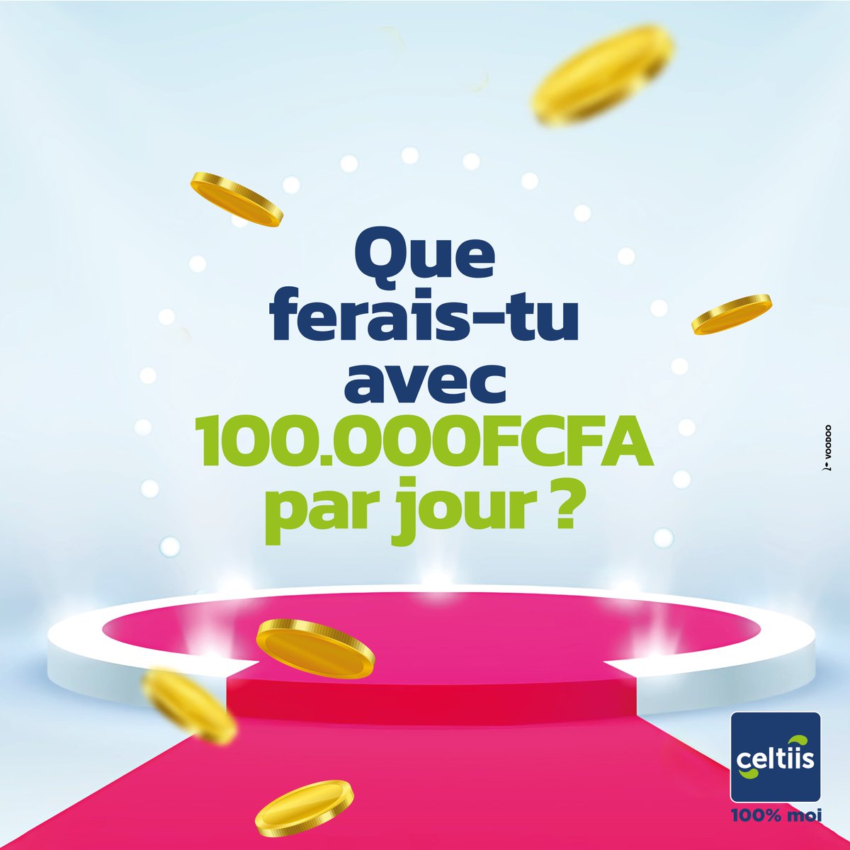 100 000F/jour ? Tu claques tout ? Tu investis ? Tu files à Dubaï ?

Reste connecté… on est sur le point de le rendre possible.

#Celtiis100PourcentMoi #1erOperateurGlobal #Wasexo
