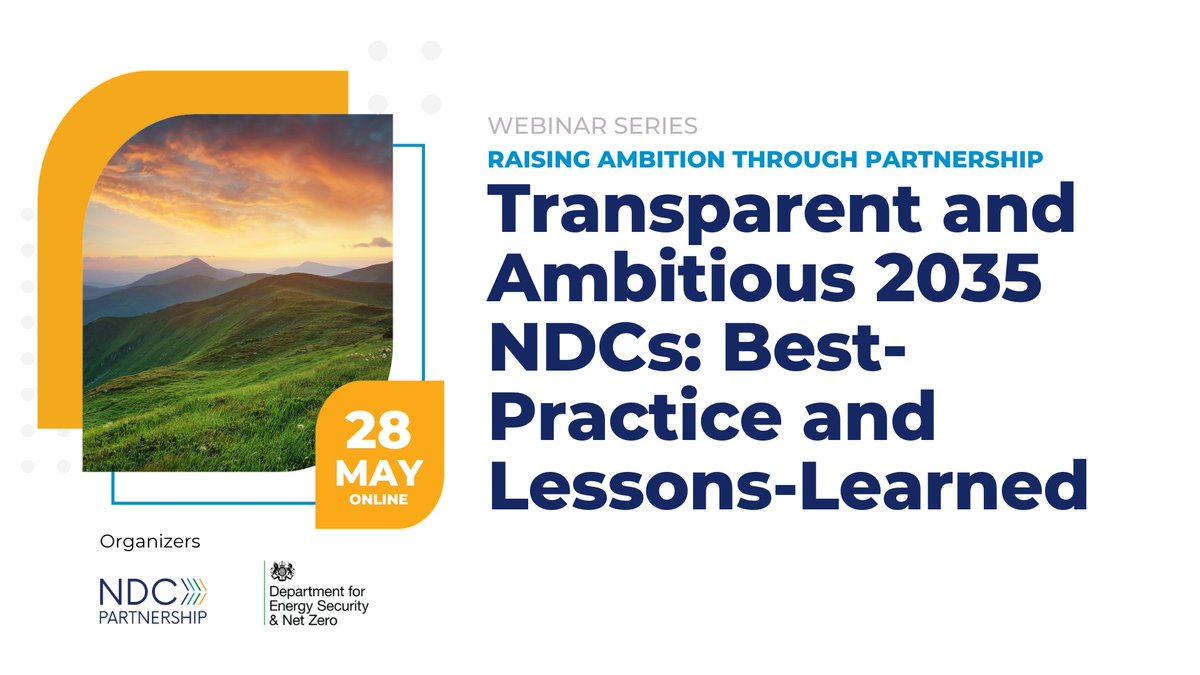 NDC Partnership (@ndcpartnership) on Twitter photo 🇬🇧 The UK was among the first countries to submit its NDC 3.0 — setting a target to cut #GHG emissions by at least 81% by 2035. 🌍
Join the NDC Partnership Support Unit and <a href="/energygovuk/">Department for Energy Security and Net Zero</a> for a webinar to learn how the UK’s NDC aligns with the #ParisAgreement, reflects the 🇬🇧 The UK was among the first countries to submit its NDC 3.0 — setting a target to cut #GHG emissions by at least 81% by 2035. 🌍
Join the NDC Partnership Support Unit and <a href="/energygovuk/">Department for Energy Security and Net Zero</a> for a webinar to learn how the UK’s NDC aligns with the #ParisAgreement, reflects the
