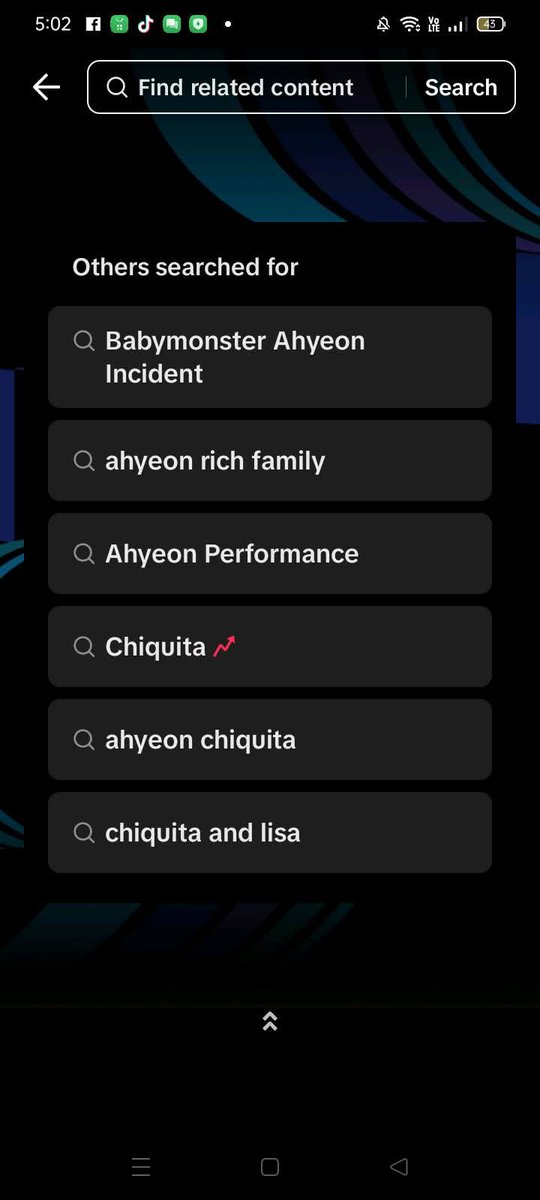 CHIQUITABASE's tweet photo. #CHIQUITA was Trending on Tiktok earlier 🔥

She is trending searches due to many users are actively searching her, and multiple latest videos of her goes viral on Tiktok! 

#CHIQUITA
#BABYMONSTER https://t.co/HSMQVeX1Rn