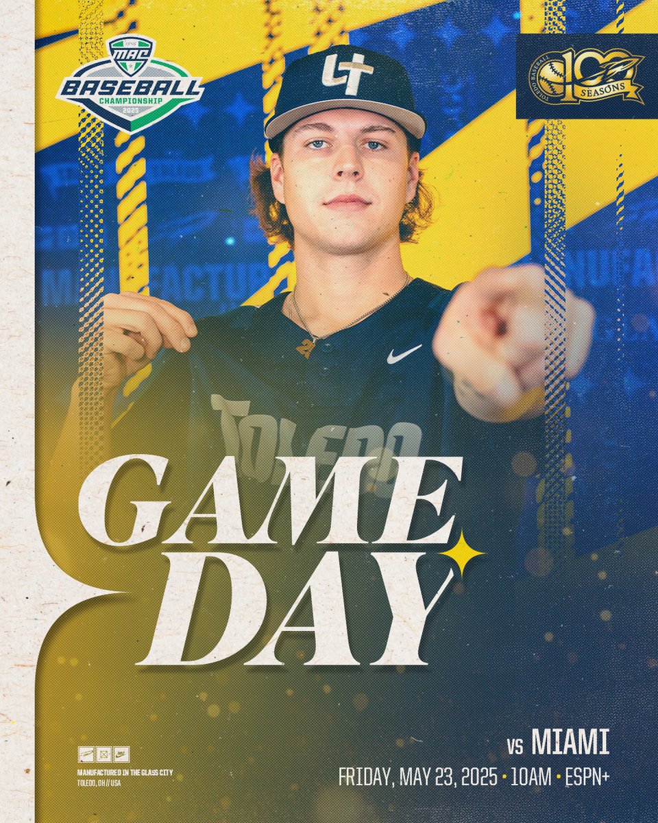 It's MAC Tournament 𝐆𝐀𝐌𝐄𝐃𝐀𝐘 once again!

🆚 Miami
📍 Avon, Ohio
🏟️ Crushers Stadium
🕙 10:00 a.m.
💻 tinyurl.com/ynwxg9am
🎟️ tinyurl.com/2ag7v2r2
📊 tinyurl.com/y6zmgao9

#TeamToledo