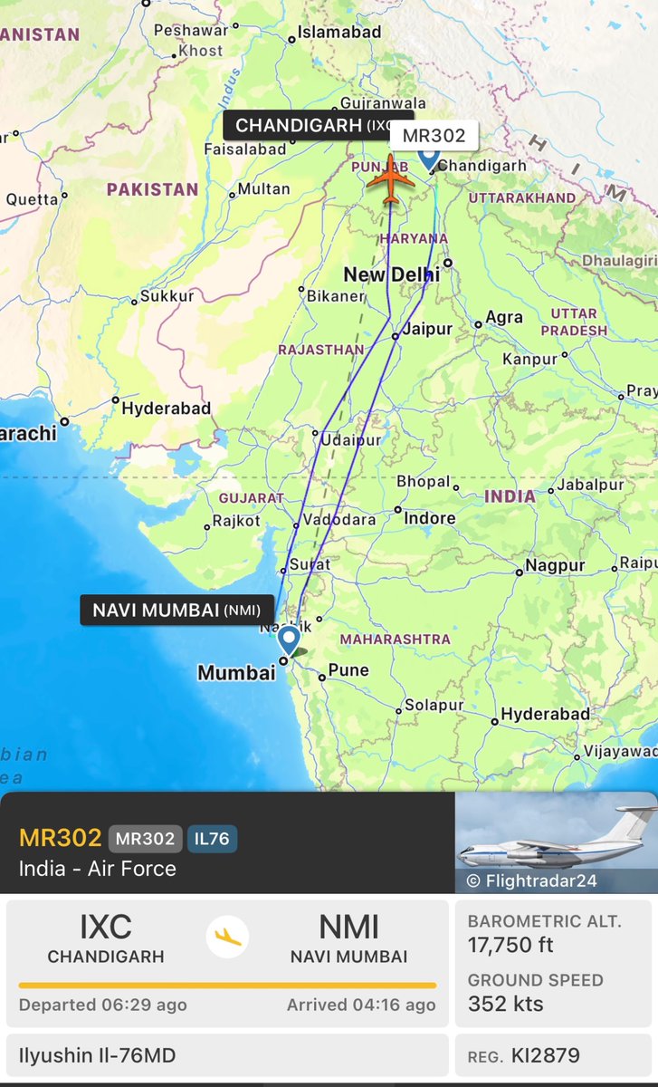 CeciliaSykala's tweet photo. India Airforce Ilyushin II-76MD
#8002DC Reg K12879
Chandigarh- Navi Mumbai-Chandigarh
In Oct 2024 Navi Mumbai airport successfully tested its runway with a military aircraft landing .
@Borrowed7Time https://t.co/gtvIJXLxEn