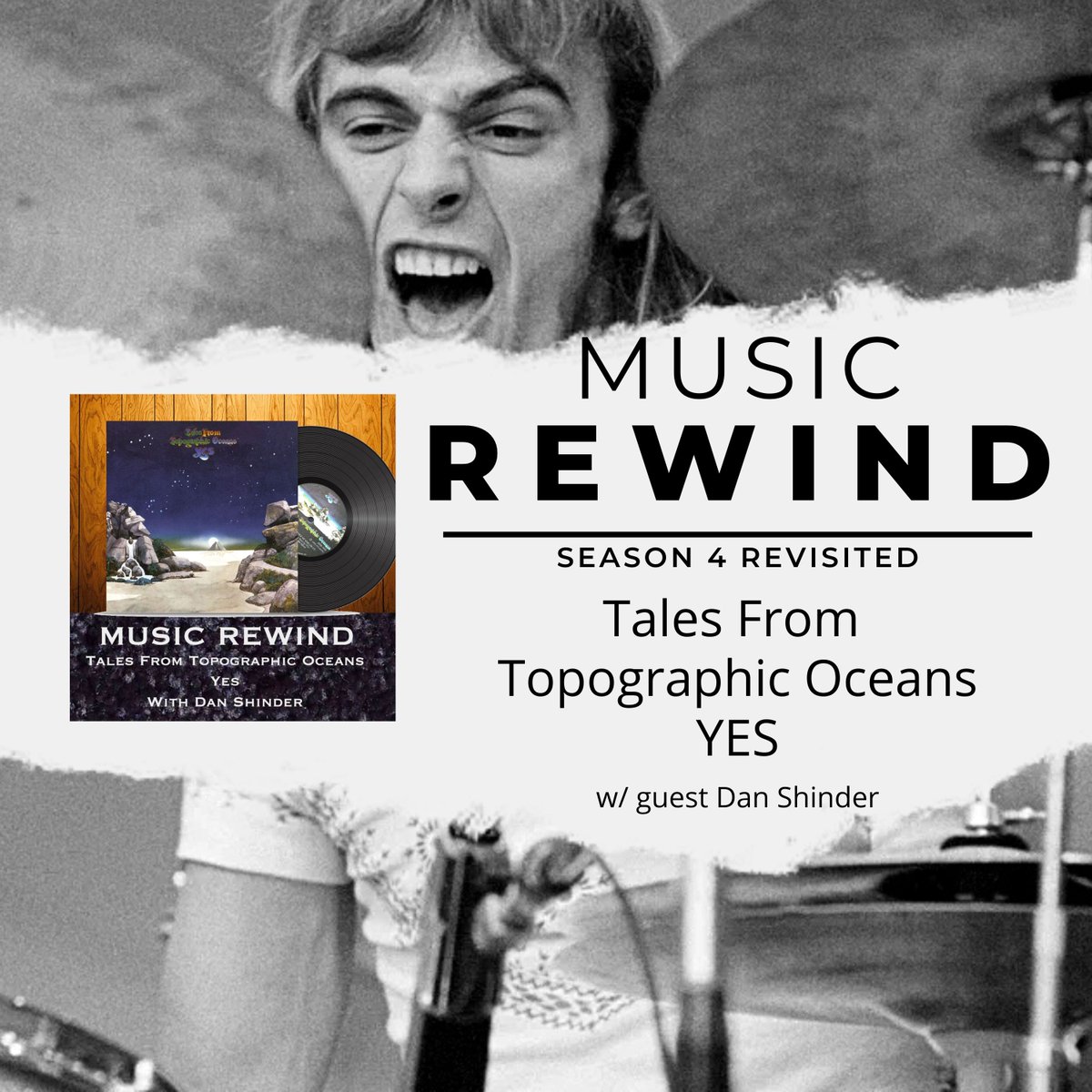 MusicRewindPod's tweet photo. Revisiting the recent Season 4 of Music Rewind.
In Episode 10, we explored the epic YES album, Tales From Topographic Oceans, with Dan Shinder of @DrumTalkTV.
A prog rock masterpiece unpacked! 🎸
#MusicRewind #Yes #TalesFromTopographicOceans #ProgRock #drumtalktv https://t.co/gqkOZp6U54