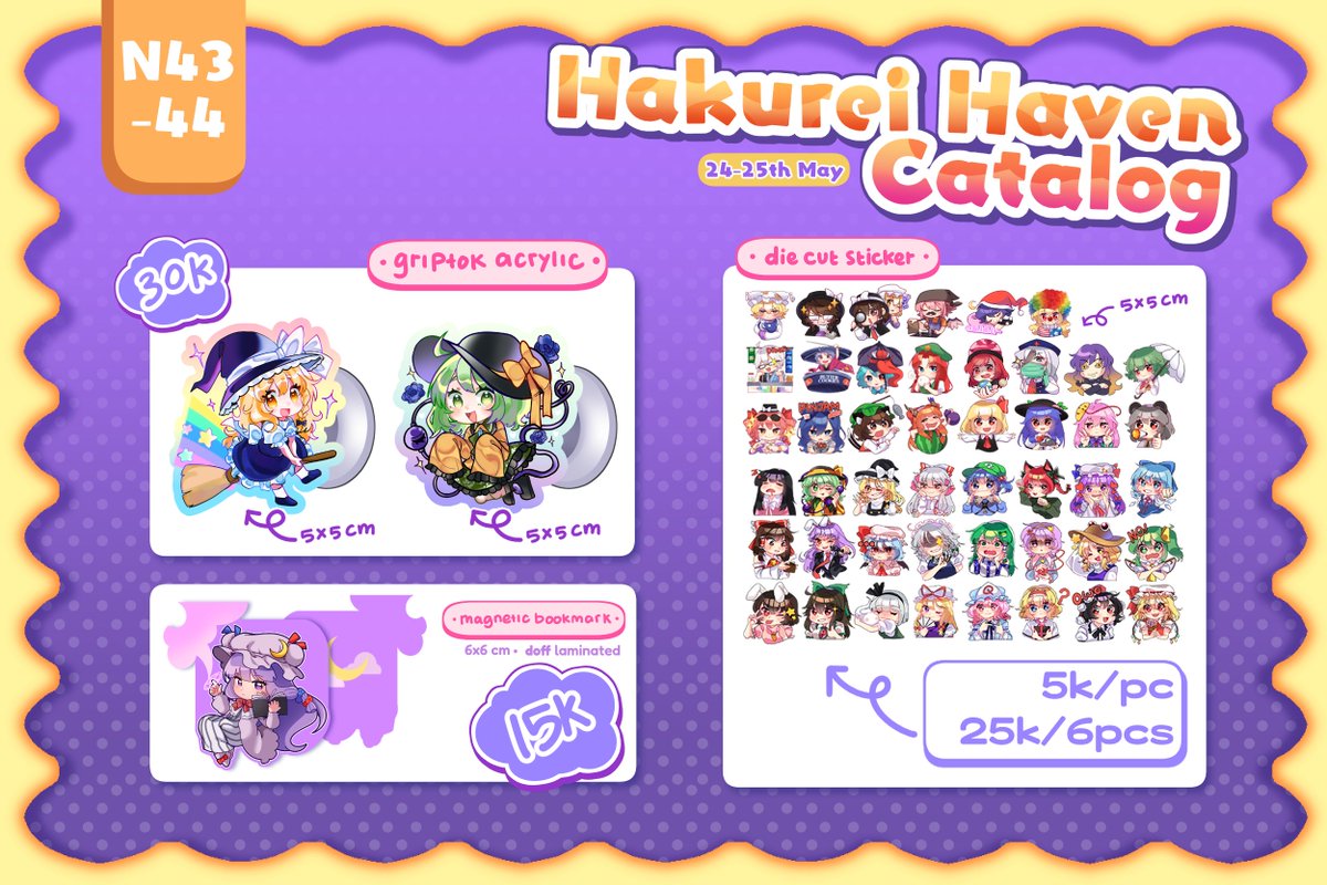 [💗&amp; 🔁appreciated!] 

Me and my friends catalogue at #cfxx !! Collaboration with <a href="/Alter_Synth/">AlterSynth @ CFXX | N43-44</a> 
📌 Both Days (May 24-25) 
⭐️ Touhou Project, Project Moon, Blue Archive, Degrees of Lewdity

Do come and visit us!!! (1/2) 
#CFXXcatalogue #CF20catalogue