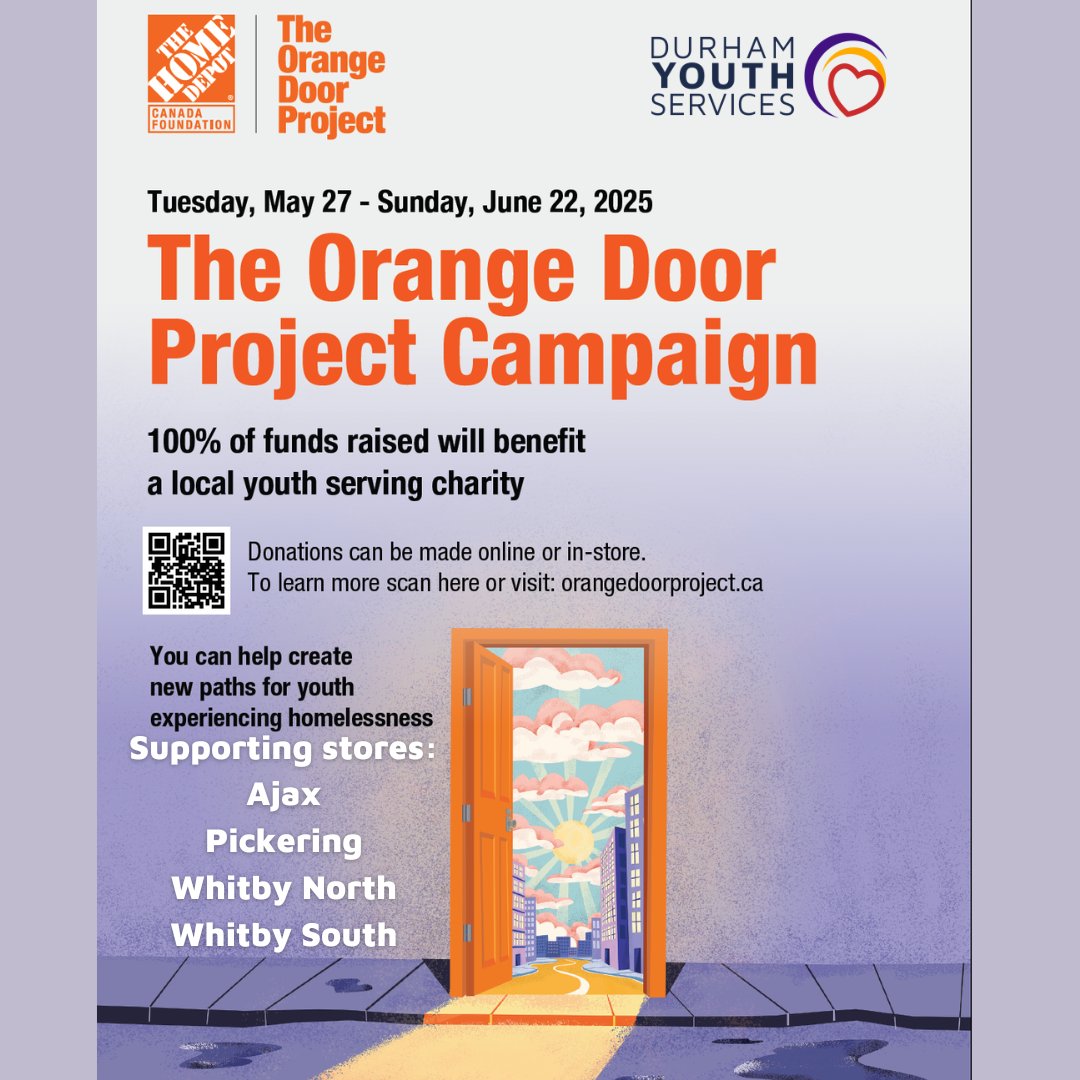 Get ready! The #OrangeDoorProject campaign is launching soon! All funds raised online and in-store will benefit our community partners at orangedoorproject.ca. DYS is thrilled to be one of those community partners! #OrangeDoorProject