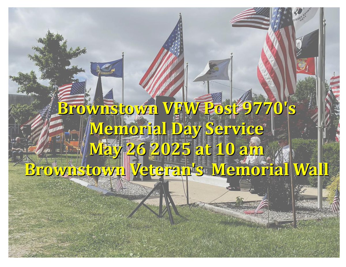 Anyone in southern Illinois, please come.  We will be place flags out at the Veteran's Memorial today for Memorial Day Weekend.   Brownstown, IL......