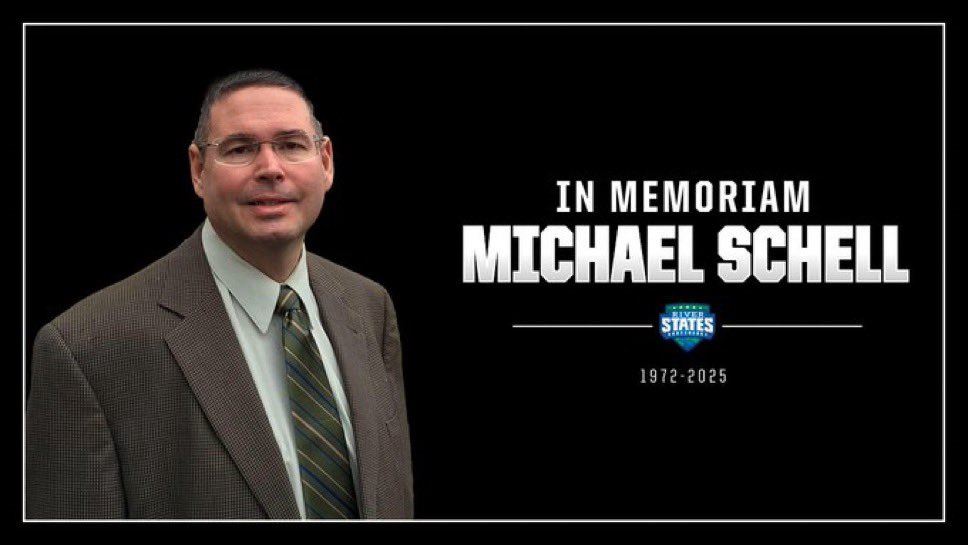 The Sooner Athletic Conference (@sooner_athletic) on Twitter photo The Sooner Athletic Conference family extends our condolences to the <a href="/RiverStatesConf/">River States Conference</a> on the passing of their commissioner Michael Schell. We are all sending prayers to you during the loss of an outstanding leader. The Sooner Athletic Conference family extends our condolences to the <a href="/RiverStatesConf/">River States Conference</a> on the passing of their commissioner Michael Schell. We are all sending prayers to you during the loss of an outstanding leader.