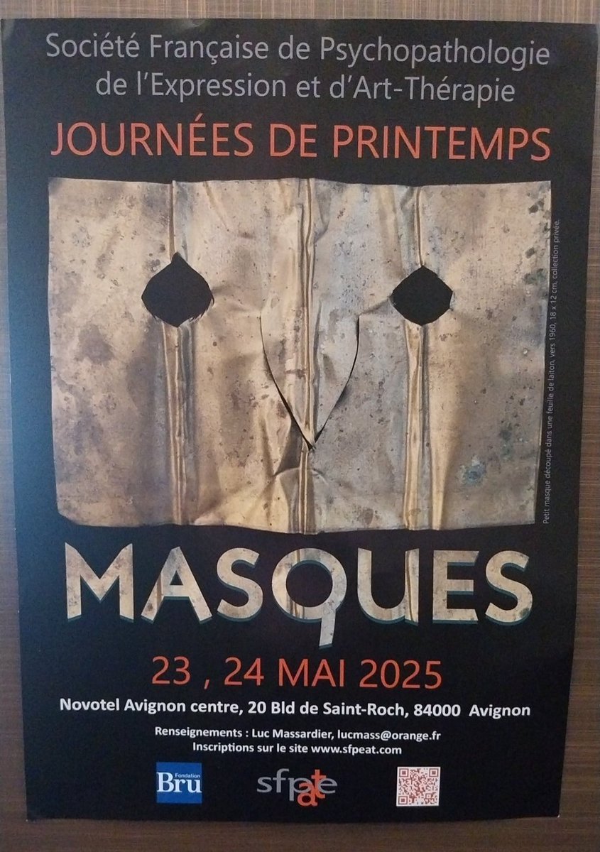dscottodivettim's tweet photo. Ravie de participer aux Journées de printemps, consacrées aux "#masques" aujourd'hui à @Avignon, organisées par la Société Française de #Psychopathologie et d'Art-Thérapie https://t.co/67i4FyvEP5