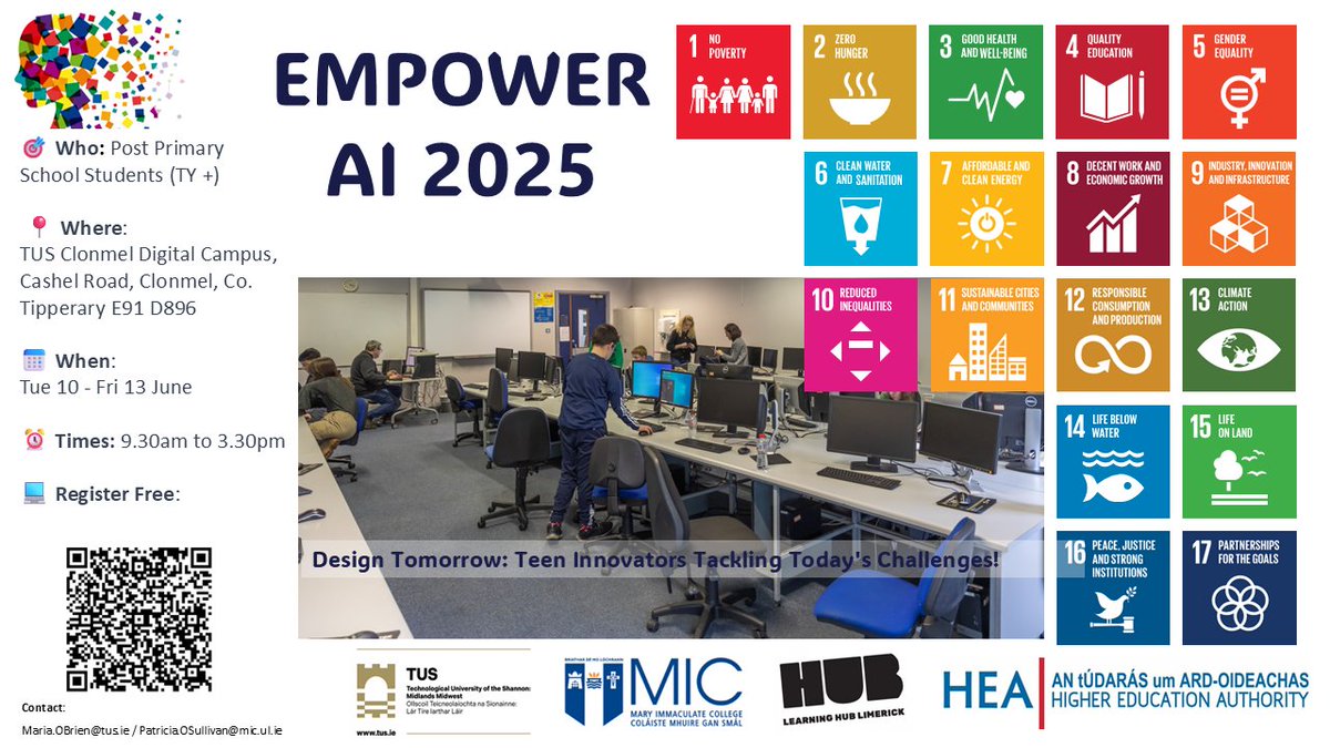 Mary Immaculate College (MIC) (@miclimerick) on Twitter photo The EMPOWER programme, a free summer camp designed by Enterprise &Community Engagement at MIC and <a href="/TUS_ie/">Technological University of the Shannon</a>, will be running again in June 2025 for TY and Fifth-Year students across MIC and TUS campuses in Limerick and Tipperary.
Register here: eventbrite.ie/e/empower-aiti⌠The EMPOWER programme, a free summer camp designed by Enterprise &Community Engagement at MIC and <a href="/TUS_ie/">Technological University of the Shannon</a>, will be running again in June 2025 for TY and Fifth-Year students across MIC and TUS campuses in Limerick and Tipperary.
Register here: eventbrite.ie/e/empower-aitiâŚ
