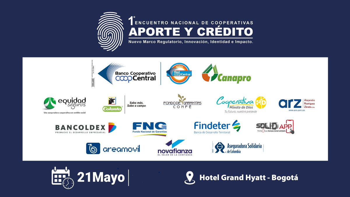 A nuestros grandes Patrocinadores <a href="/BcoCoopcentral/">Banco Cooperativo Coopcentral</a> <a href="/RedCoopcentral/">Red Coopcentral</a> y <a href="/canaprobogota/">COOPERATIVA CANAPRO BOGOTA</a> 
A nuestros aliados estratégicos <a href="/SegurosEquidad/">La Equidad Seguros</a> <a href="/ColantaOficial/">Colanta</a> #CONFE <a href="/MinutodeDios/">Corporación Organización El Minuto de Dios</a> #ARZ <a href="/Bancoldex/">Bancóldex</a> <a href="/FNGSA/">FNG S.A.</a> <a href="/Findeter/">Findeter Colombia</a> <a href="/solidapps/">SOLID Applications Ltd - UK SOLIDWORKS Reseller</a> #aeromovil #novafianza #AseguradoraSolidaria 
  👏GRACIAS TOTALES👏