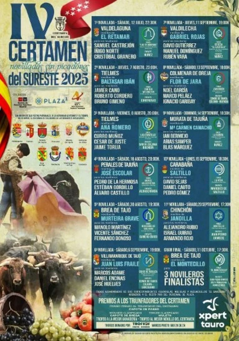 portaltaurino's tweet photo. Madrid presentado en la Sala Antonio Bienvenida de @LasVentas el IV Certamen del Sureste @RiberaTajuna de la @ComunidadMadrid para 33 novilleros sin picadores en 12 festejos del 12 de julio hasta el 11 de octubre en que será la final a tres en Brea de Tajo @portaltaurino https://t.co/GDuw0WxfPZ