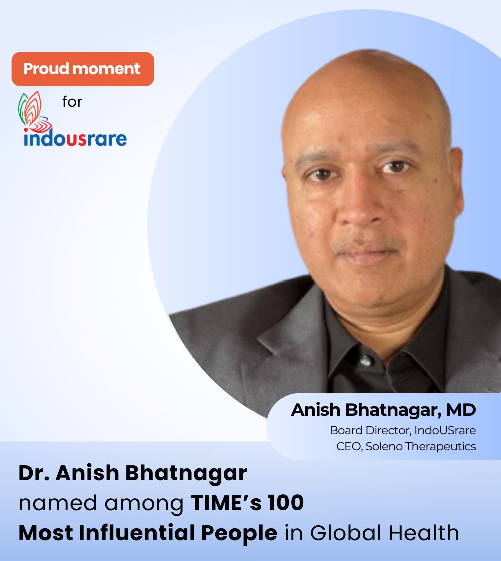 We’re proud to celebrate Dr. Anish Bhatnagar, named to TIME’s 100 Most Influential in Global Health! 

His work in Prader-Willi syndrome and patient-centered innovation inspires us all. 

#TIME100Health #IndoUSrare #GlobalHealth #RareDisease