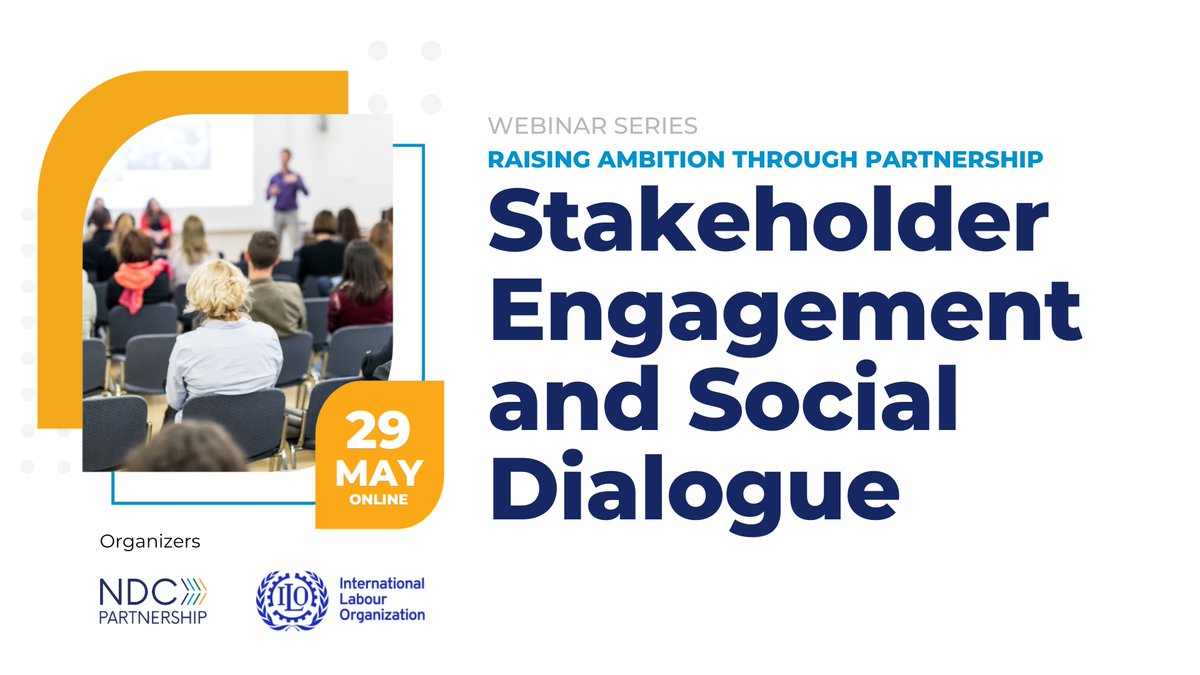 NDC Partnership (@ndcpartnership) on Twitter photo A just transition is based on social dialogue, from the local community to the workplace to the national level.
Join the NDC Partnership and <a href="/ilo/">International Labour Organization</a> for a webinar focused on how #StakeholderEngagement and #SocialDialogue can drive more equitable #ClimateAction.
📅 29 May 2025
🕗 A just transition is based on social dialogue, from the local community to the workplace to the national level.
Join the NDC Partnership and <a href="/ilo/">International Labour Organization</a> for a webinar focused on how #StakeholderEngagement and #SocialDialogue can drive more equitable #ClimateAction.
📅 29 May 2025
🕗