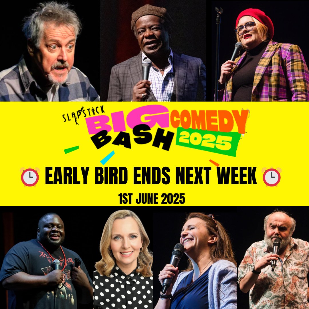 Slapstick Festival (@slapstickfest) on Twitter photo Early Bird discount for our Big Comedy Bash 2025 at <a href="/Thehexagon/">The Hexagon, Reading</a> Reading ends next week.
For one night only, 3rd July w/ host #GriffRhysJones, a stellar lineup of <a href="/jaydeadams/">Jayde Adams</a>, <a href="/stephenkamos/">Stephen K Amos</a>, <a href="/lucyportercomic/">Lucy Porter</a>, <a href="/DebraStephenson/">Debra Stephenson ☮️🕊️✌🏻🧘♀️🙏</a>, <a href="/GrandmasterNabz/">Nabil Abdulrashid</a> and #AndyHamilton!
🎟️ 👇 Early Bird discount for our Big Comedy Bash 2025 at <a href="/Thehexagon/">The Hexagon, Reading</a> Reading ends next week.
For one night only, 3rd July w/ host #GriffRhysJones, a stellar lineup of <a href="/jaydeadams/">Jayde Adams</a>, <a href="/stephenkamos/">Stephen K Amos</a>, <a href="/lucyportercomic/">Lucy Porter</a>, <a href="/DebraStephenson/">Debra Stephenson ☮️🕊️✌🏻🧘♀️🙏</a>, <a href="/GrandmasterNabz/">Nabil Abdulrashid</a> and #AndyHamilton!
🎟️ 👇