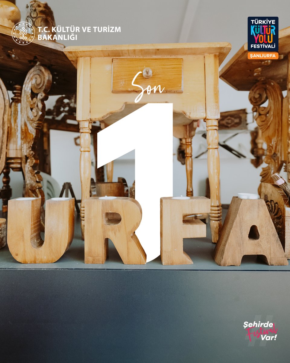 Şanlıurfa Kültür Yolu Festivali'ne son 1 gün! 🎊

Bizi takip et, festival heyecanına ortak ol! 🌟🎭 #ŞehirdeFestivalVar

#ŞanlıurfaKültürYoluFestivali #Şanlıurfa #TürkiyeKültürYoluFestivali #Türkiye