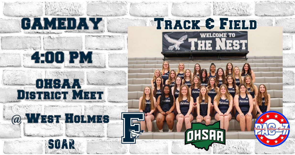 Best of luck to our student athletes competing at the OHSAA District Meet today at West Holmes HS! #SOAR #GoFalconsGo