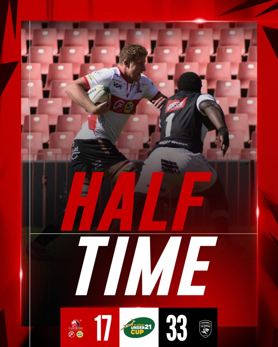 𝗛𝗔𝗟𝗙-𝗧𝗜𝗠𝗘 | Fidelity ADT Lions  17 – 33 Hollywoodbets Sharks
#LionsPride🦁