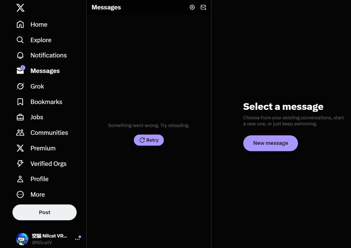 空猫 Nilcat VRM (Comms closed) (@nilcatv) on Twitter photo I don't know why I can't see any DMs or send messages to others. Please contact me via email: nilcatv@qq.com ToT I don't know why I can't see any DMs or send messages to others. Please contact me via email: nilcatv@qq.com ToT