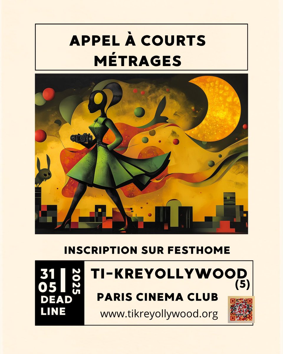 A_DeSaintJohns's tweet photo. #kreyollywood #tikreyollywood  @pontsdelespoir  @kreyollywood @Kiffkreyolywood  #kiff2025

📢 Appel à courts métrages pour notre prochaine projection qui aura lieu le 28 juin 2025 au Christine Cinéma Club.

🍀 Pour quels films ?
- Année de production des films : indifférent
- Nous projetons en salle de cinéma les films qui n’ont jamais eu l’occasion de l’être.
- Et nous donnons une seconde chance aux films inscrits à l’édition précédente du Kreyol International Film festival (KIFF) et qui n’ont pas été sélectionnés.

🔥 La date limite pour les inscriptions des films est prolongée au 31 mai 2025.

❤️ Ne manquez pas cette occasion de faire découvrir ou redécouvrir votre travail à un public enthousiaste.

Nous avons hâte de découvrir vos talents et de partager vos histoires sur grand écran !

✅ Inscription des films sur FESTHOME
https://t.co/qbZE6Cmwuj

✅ Informations sur https://t.co/f0yqavoX5h

✅ Rejoindre le #kreyollywoodclub
https://t.co/ZrLOB34C9R

✅ Nous soutenir avec un don
https://t.co/4irS4Dbwz6

✅ Nous soutenir par du bénévolat
https://t.co/mG8c16uIVV

--- -- #creole #kreyol #cinéma #film #festival #martinique #guadeloupe #lareunion #guyane #louisiana #saintlucia #trinidad #dominica #capoverde #bissau #espacekreyolphone #creolophone #kreyolphonie #outremer #ultramarins #kweyol #jamaica #viechère